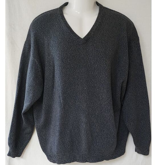 Latitude Other - Latitude Vtg 90s Blue Brown Speckled Cotton Sweater Men XL Long Sleeve V- Neck